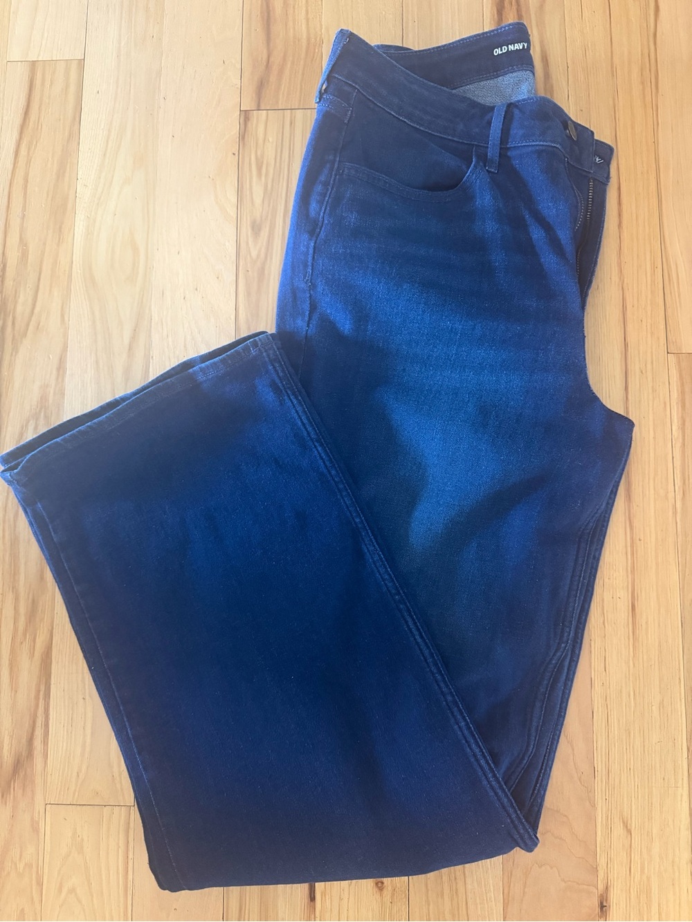 Old Navy Women’s WOW Deep Indigo Wide Leg Jeans 12 Tall